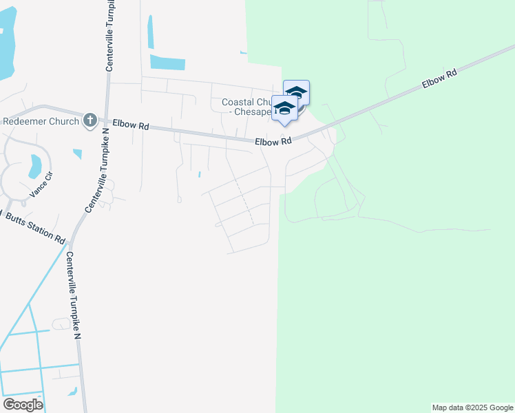 map of restaurants, bars, coffee shops, grocery stores, and more near Travertine Way in Chesapeake