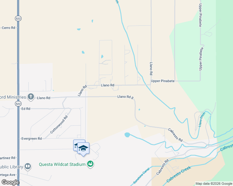 map of restaurants, bars, coffee shops, grocery stores, and more near 37 Llano Road South in Questa