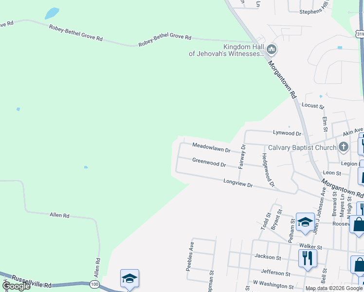 map of restaurants, bars, coffee shops, grocery stores, and more near 503 Bloomfield Drive in Franklin