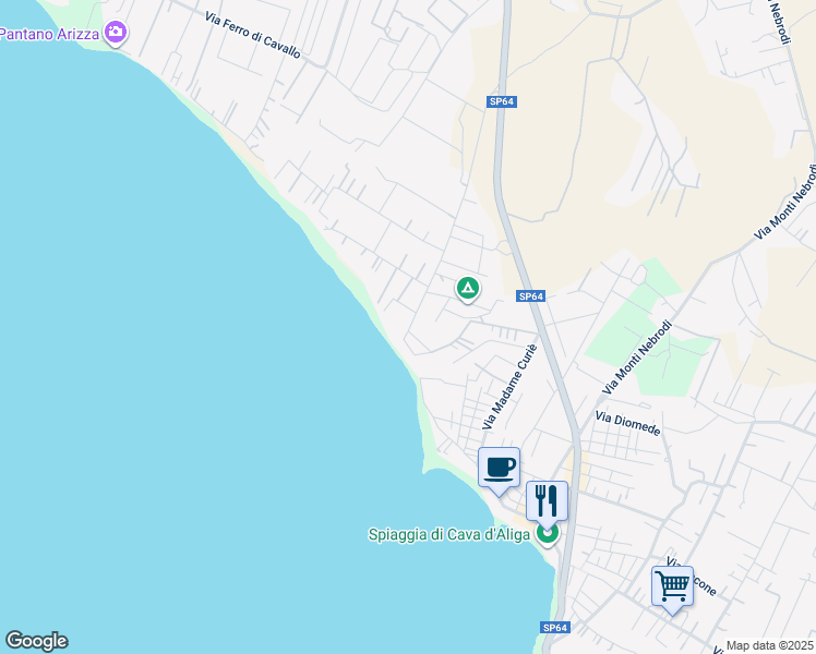 map of restaurants, bars, coffee shops, grocery stores, and more near 11 Piazzale Morana Orazio in Cava D'aliga