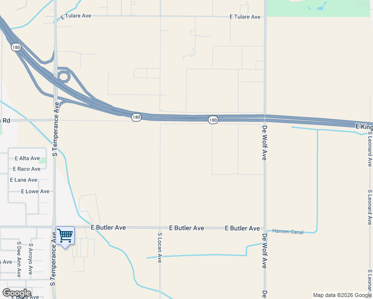 map of restaurants, bars, coffee shops, grocery stores, and more near Sequoia-Kings Canyon Freeway in Fresno