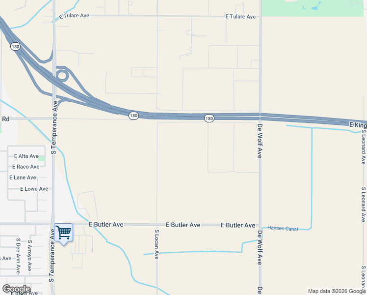 map of restaurants, bars, coffee shops, grocery stores, and more near Sequoia-Kings Canyon Freeway in Fresno