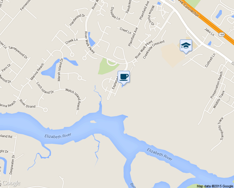 map of restaurants, bars, coffee shops, grocery stores, and more near 427 Seahorse Run in Chesapeake