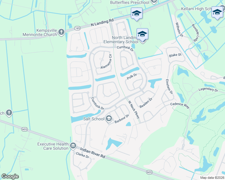 map of restaurants, bars, coffee shops, grocery stores, and more near 2805 Albany Court in Virginia Beach