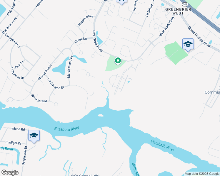 map of restaurants, bars, coffee shops, grocery stores, and more near 728 Inlet Quay in Chesapeake