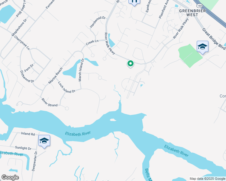 map of restaurants, bars, coffee shops, grocery stores, and more near 210 Signal Quay in Chesapeake