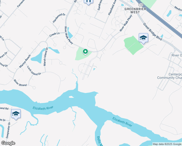 map of restaurants, bars, coffee shops, grocery stores, and more near 441 Seahorse Run in Chesapeake