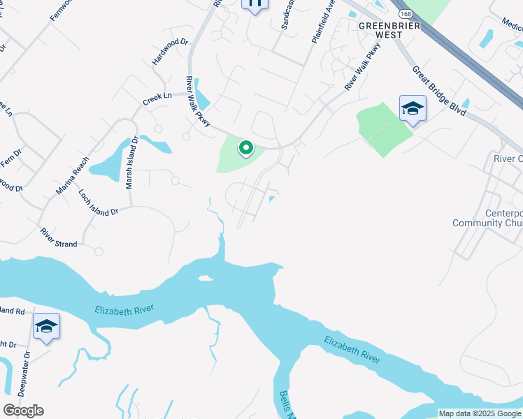map of restaurants, bars, coffee shops, grocery stores, and more near 441 Seahorse Run in Chesapeake
