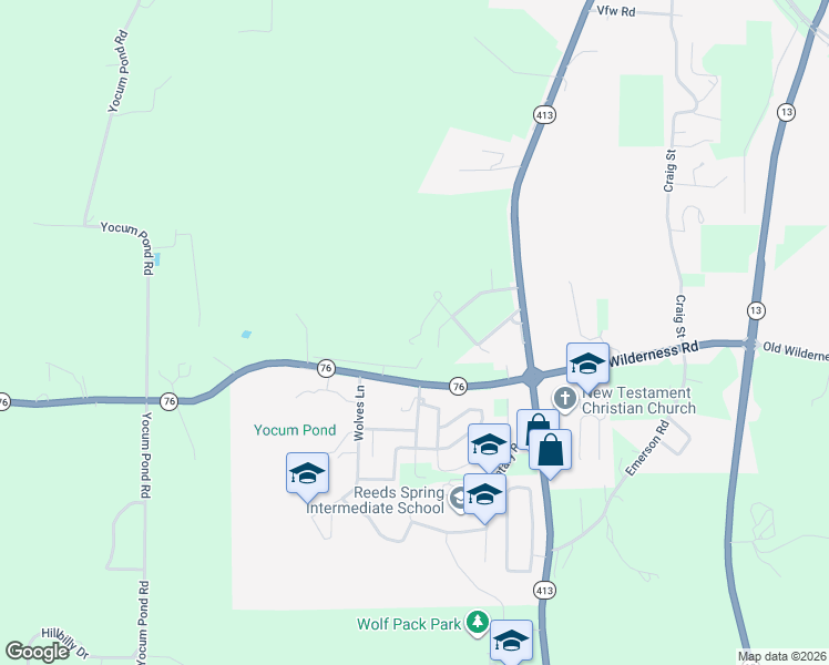 map of restaurants, bars, coffee shops, grocery stores, and more near 5-109 Rockytop Way in Reeds Spring