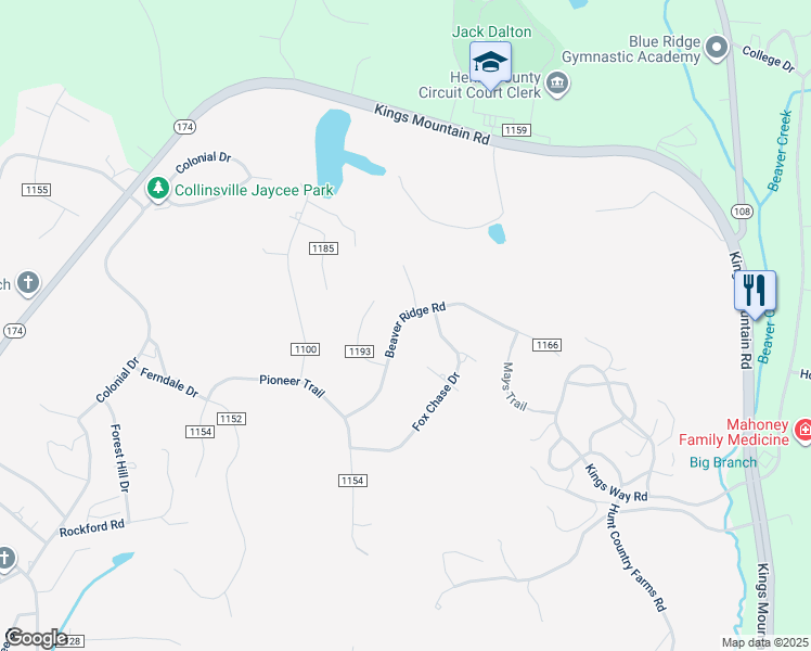map of restaurants, bars, coffee shops, grocery stores, and more near 260 Beaver Ridge Road in Collinsville