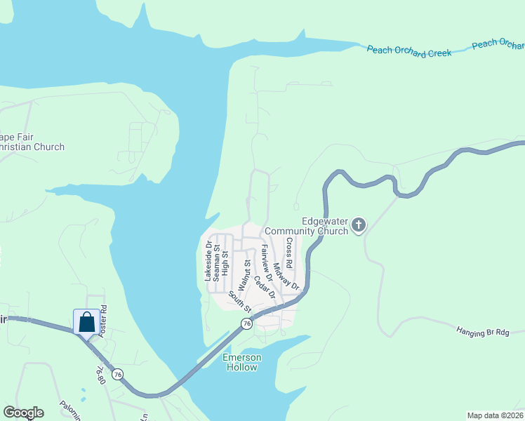 map of restaurants, bars, coffee shops, grocery stores, and more near 64 Peach Tree Drive in Cape Fair