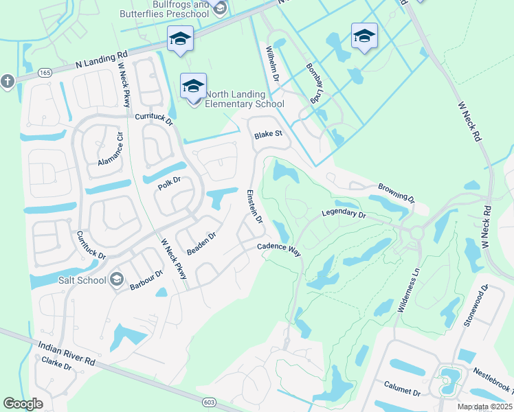 map of restaurants, bars, coffee shops, grocery stores, and more near 2864 Einstein Drive in Virginia Beach