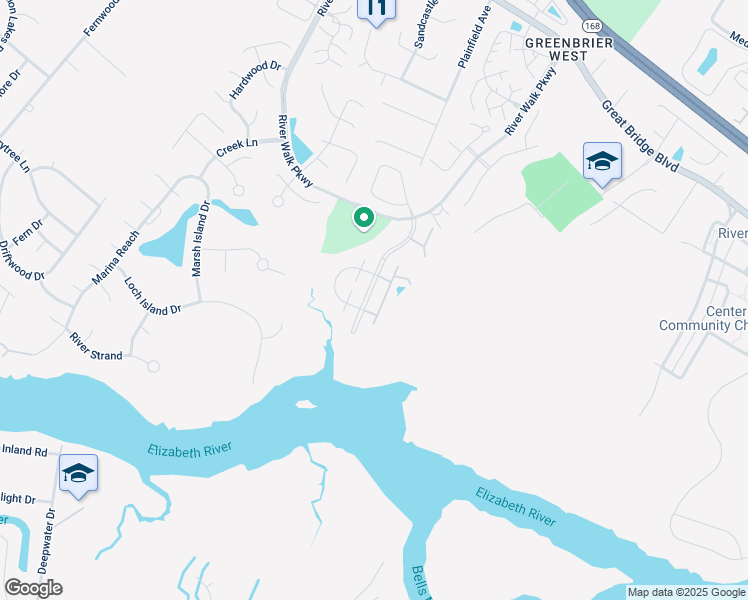 map of restaurants, bars, coffee shops, grocery stores, and more near 211 Esplanade Place in Chesapeake