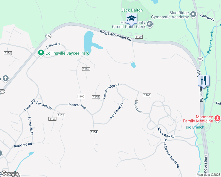 map of restaurants, bars, coffee shops, grocery stores, and more near 288 Beaver Ridge Road in Collinsville