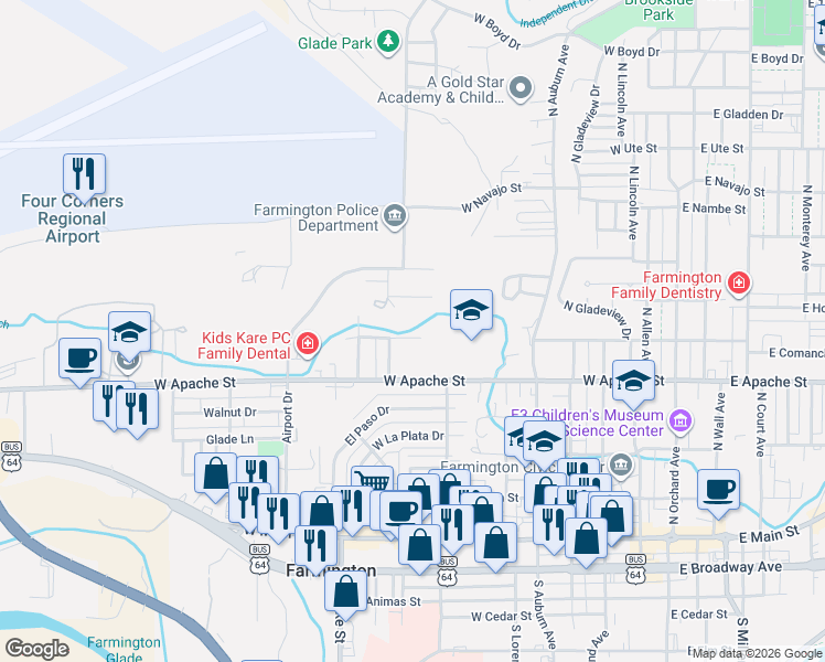 map of restaurants, bars, coffee shops, grocery stores, and more near 508 Glade Place in Farmington