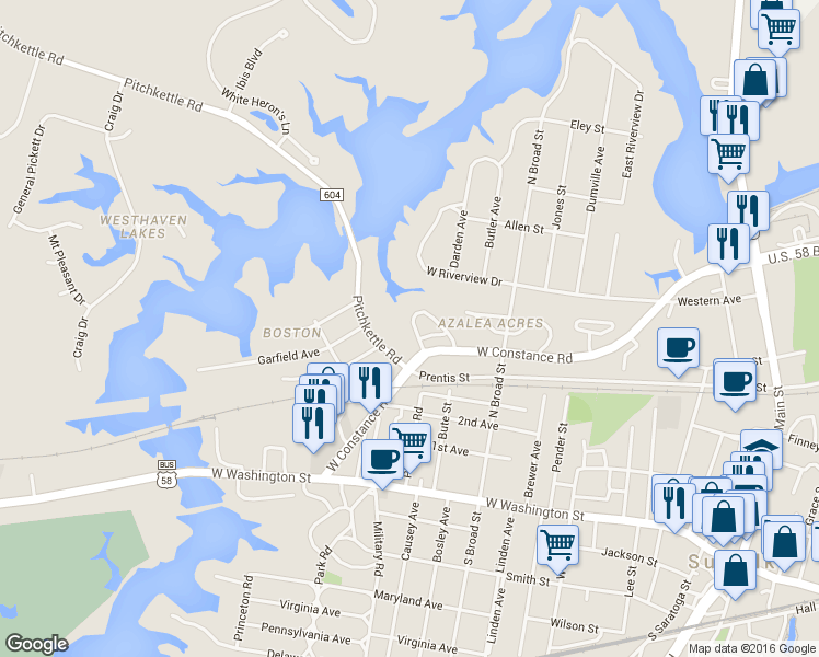 map of restaurants, bars, coffee shops, grocery stores, and more near 420 Forest Hill Crescent in Suffolk