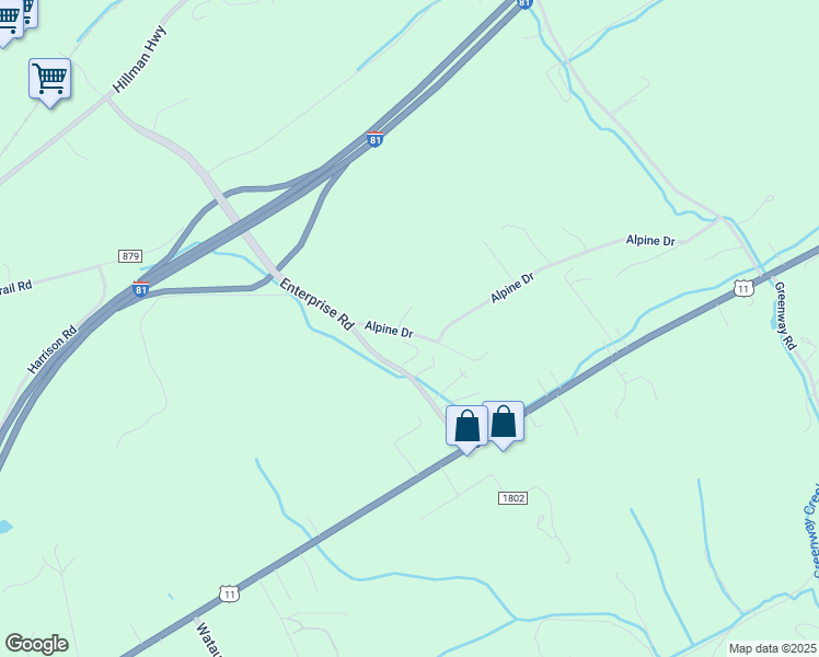 map of restaurants, bars, coffee shops, grocery stores, and more near 27157 Alpine Drive in Abingdon