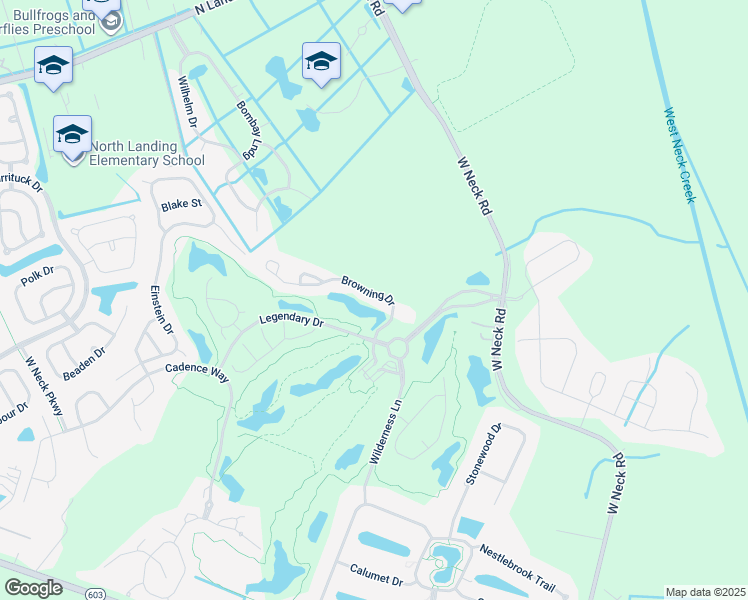 map of restaurants, bars, coffee shops, grocery stores, and more near 2663 Browning Drive in Virginia Beach