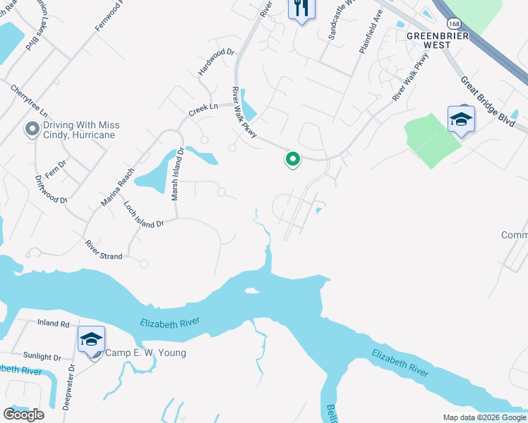 map of restaurants, bars, coffee shops, grocery stores, and more near 210 Signal Quay in Chesapeake