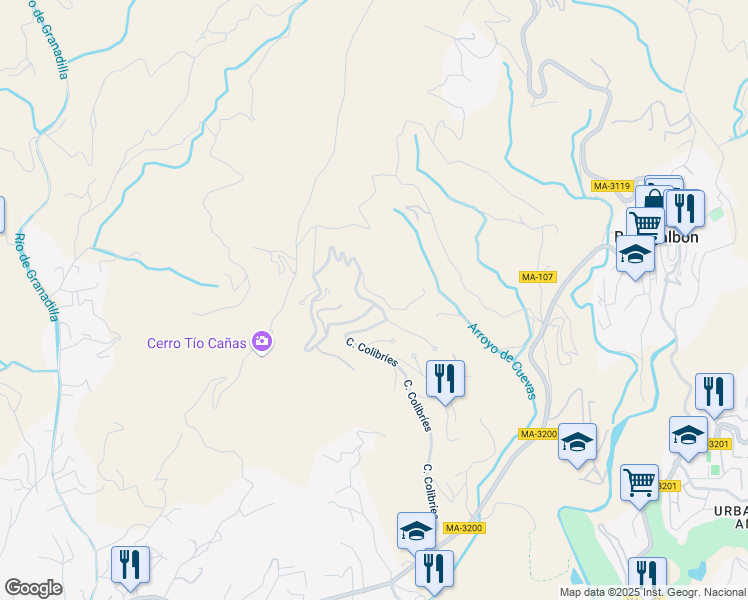 map of restaurants, bars, coffee shops, grocery stores, and more near 19 Calle Sietecolores in Rincón de la Victoria