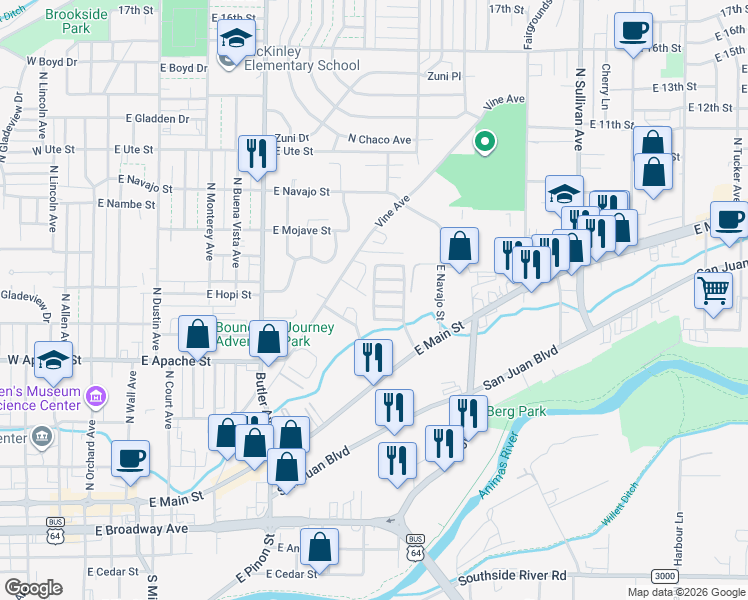 map of restaurants, bars, coffee shops, grocery stores, and more near 1098 Hall Pl in Farmington