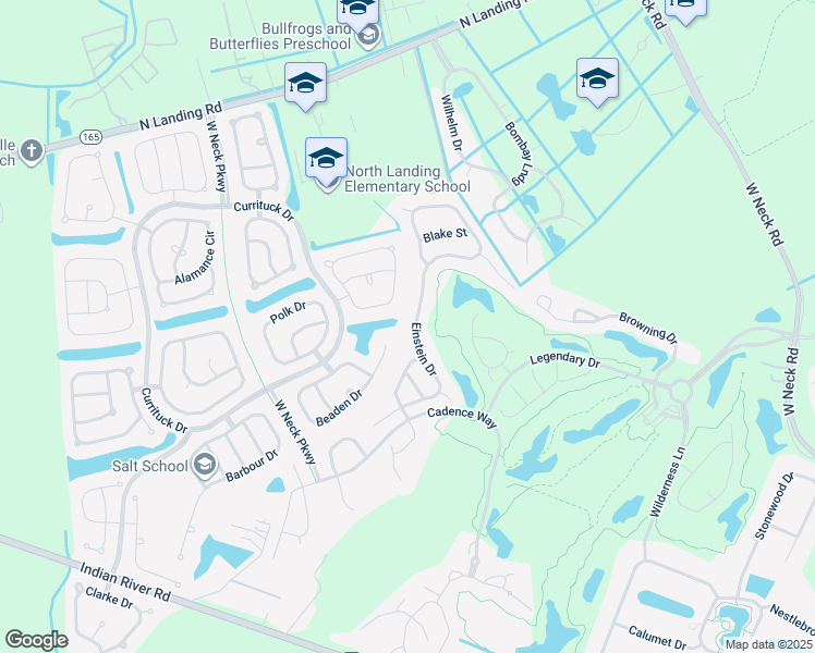 map of restaurants, bars, coffee shops, grocery stores, and more near 2841 Einstein Drive in Virginia Beach