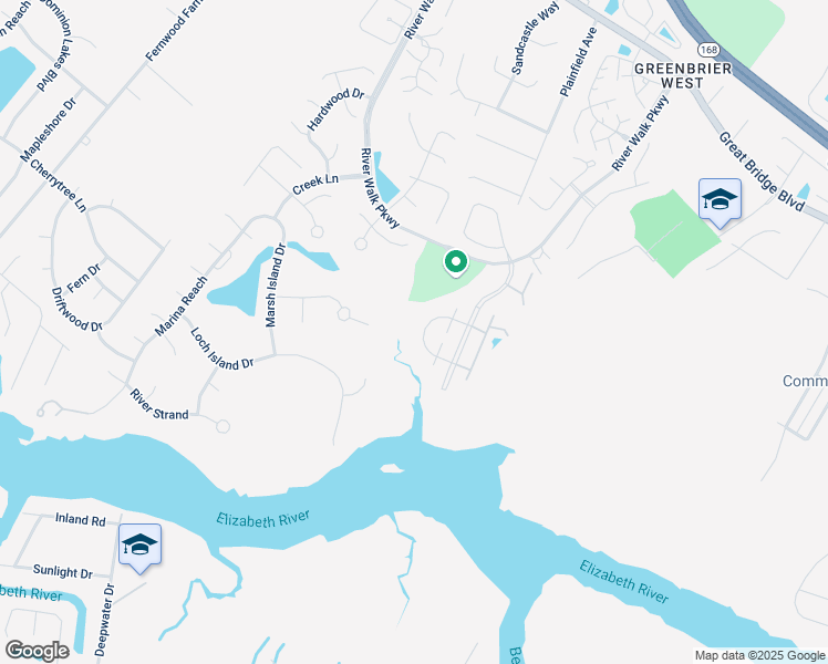 map of restaurants, bars, coffee shops, grocery stores, and more near 716 Inlet Quay in Chesapeake
