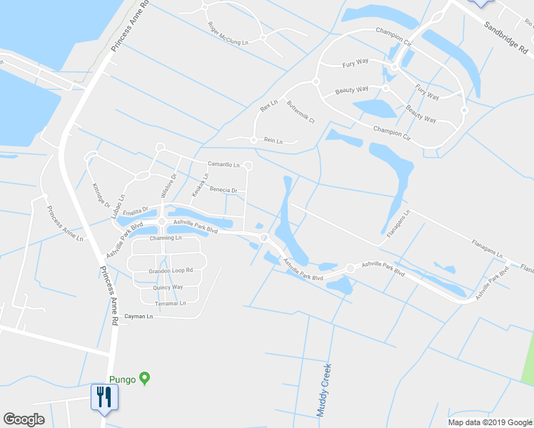 map of restaurants, bars, coffee shops, grocery stores, and more near 1868 Ashville Park Boulevard in Virginia Beach