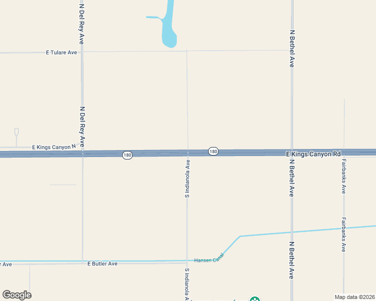 map of restaurants, bars, coffee shops, grocery stores, and more near 2-32 North Indianola Avenue in Sanger
