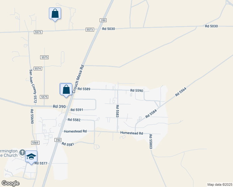 map of restaurants, bars, coffee shops, grocery stores, and more near 3 Road 5590 in Farmington