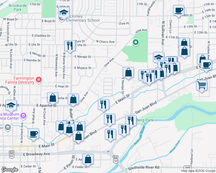 map of restaurants, bars, coffee shops, grocery stores, and more near 822 E Main St in Farmington