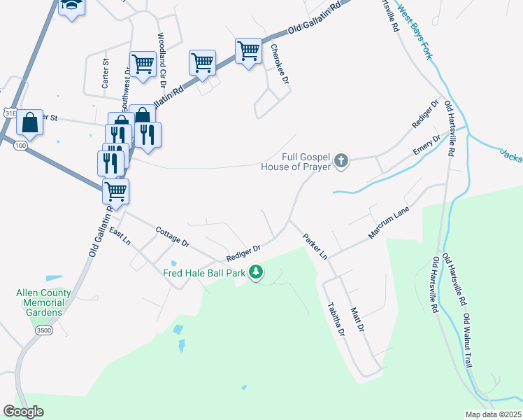 map of restaurants, bars, coffee shops, grocery stores, and more near in Scottsville