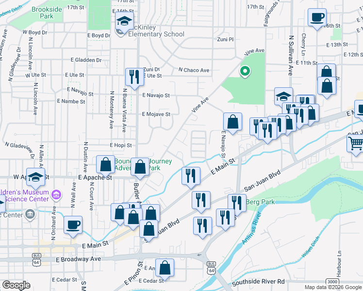 map of restaurants, bars, coffee shops, grocery stores, and more near 1070-1098 Hall Place in Farmington