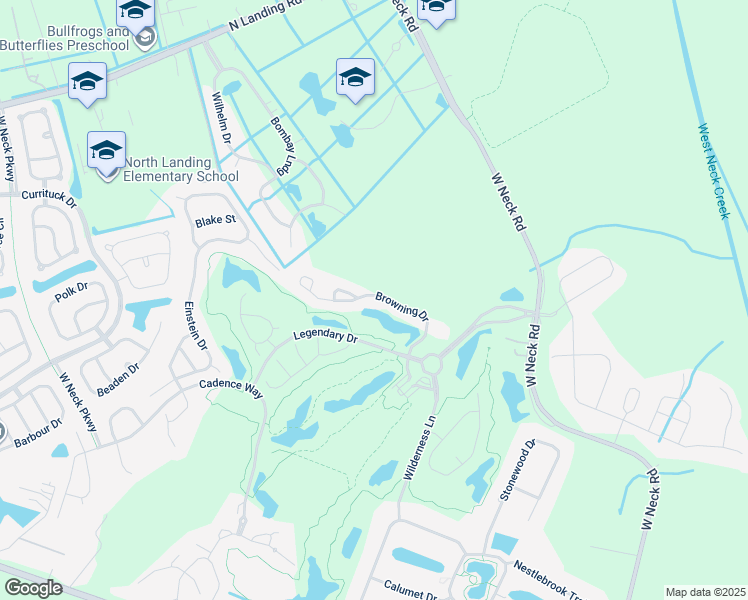 map of restaurants, bars, coffee shops, grocery stores, and more near 2703 Browning Drive in Virginia Beach