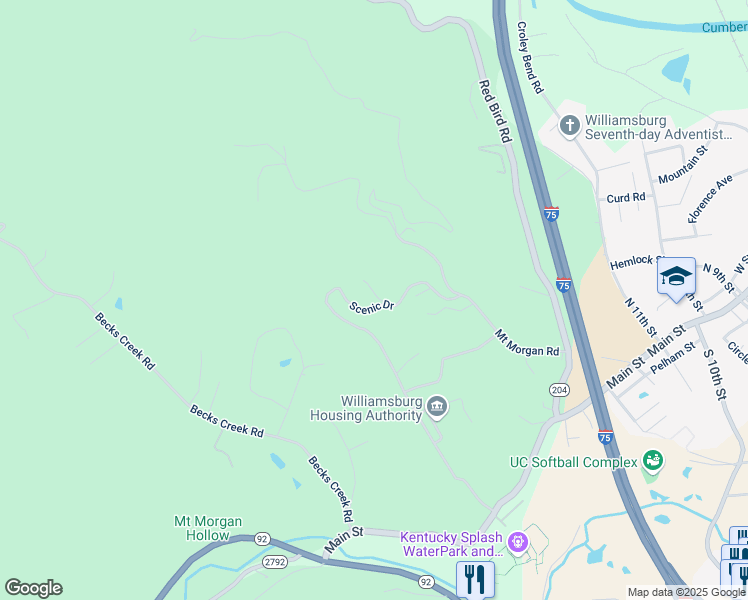 map of restaurants, bars, coffee shops, grocery stores, and more near 59 Maple Crest Drive in Williamsburg
