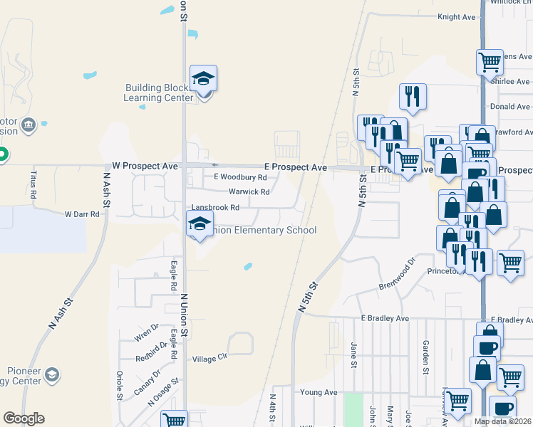 map of restaurants, bars, coffee shops, grocery stores, and more near 2716 Mckinley Place in Ponca City