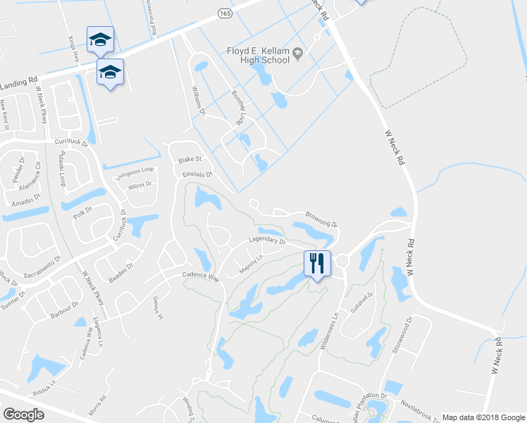 map of restaurants, bars, coffee shops, grocery stores, and more near 2764 Browning Drive in Virginia Beach