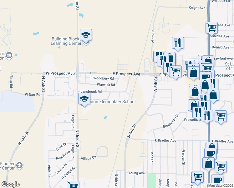 map of restaurants, bars, coffee shops, grocery stores, and more near 2716 Mckinley Place in Ponca City