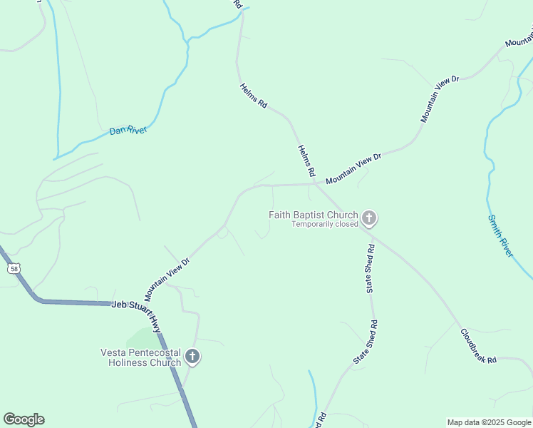 map of restaurants, bars, coffee shops, grocery stores, and more near 628 Mountain View Drive in Meadows of Dan