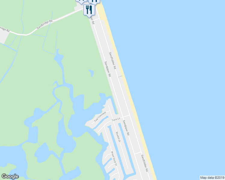 map of restaurants, bars, coffee shops, grocery stores, and more near 2745 Sandpiper Road in Virginia Beach