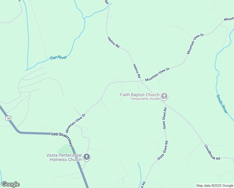 map of restaurants, bars, coffee shops, grocery stores, and more near 620 Mountain View Drive in Meadows of Dan