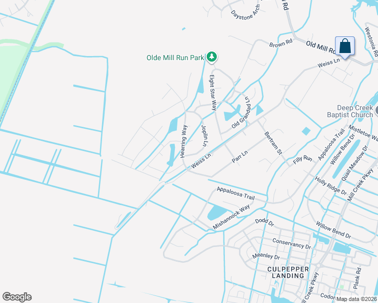 map of restaurants, bars, coffee shops, grocery stores, and more near 3204 Joplin Lane in Chesapeake
