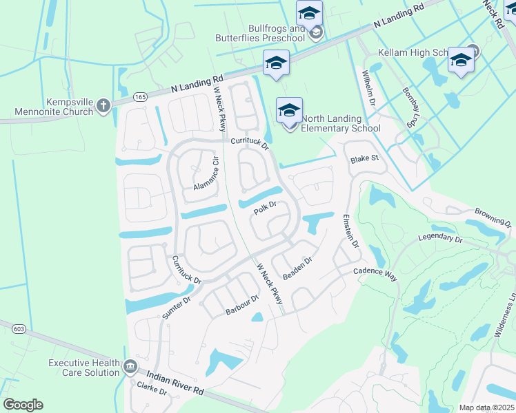 map of restaurants, bars, coffee shops, grocery stores, and more near 3085 Polk Drive in Virginia Beach