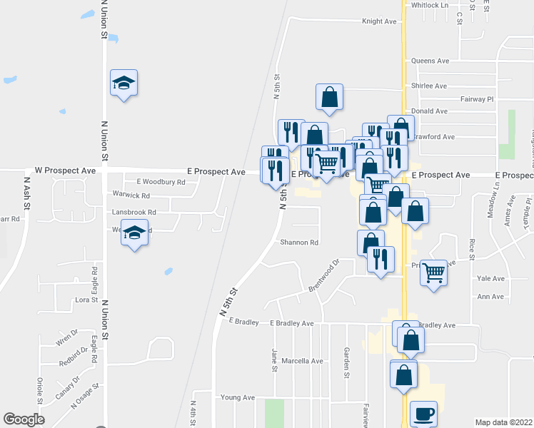 map of restaurants, bars, coffee shops, grocery stores, and more near 2700 North 5th Street in Ponca City