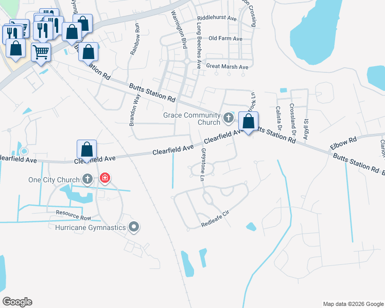 map of restaurants, bars, coffee shops, grocery stores, and more near 801 Clearfield Avenue in Chesapeake