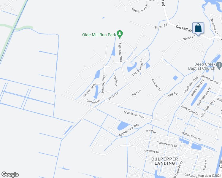 map of restaurants, bars, coffee shops, grocery stores, and more near 3212 Joplin Lane in Chesapeake