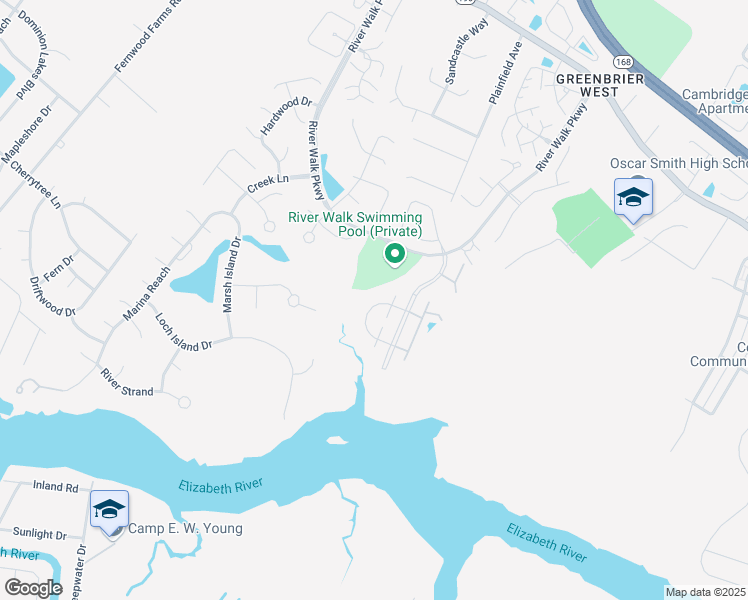 map of restaurants, bars, coffee shops, grocery stores, and more near 705 Inlet Quay in Chesapeake