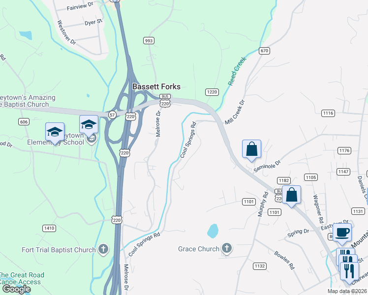 map of restaurants, bars, coffee shops, grocery stores, and more near 65 Cool Springs Road in Collinsville