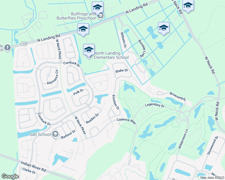 map of restaurants, bars, coffee shops, grocery stores, and more near 2821 Einstein Dr in Virginia Beach