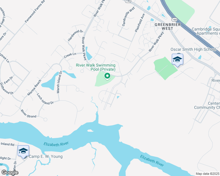 map of restaurants, bars, coffee shops, grocery stores, and more near 326 Esplanade Place in Chesapeake